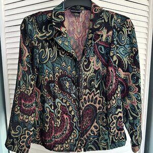 Vintage Molly & Maxx Paisley tapestry blazer with zip closure